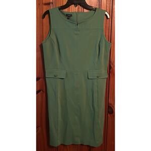 Talbots green knee length sheath dress sleeveless preppy size medium